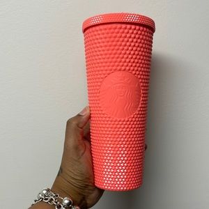 NEW Starbucks 2022 Dragonfruit Coral Studded Bling Venti Cold Cup Tumbler 24oz